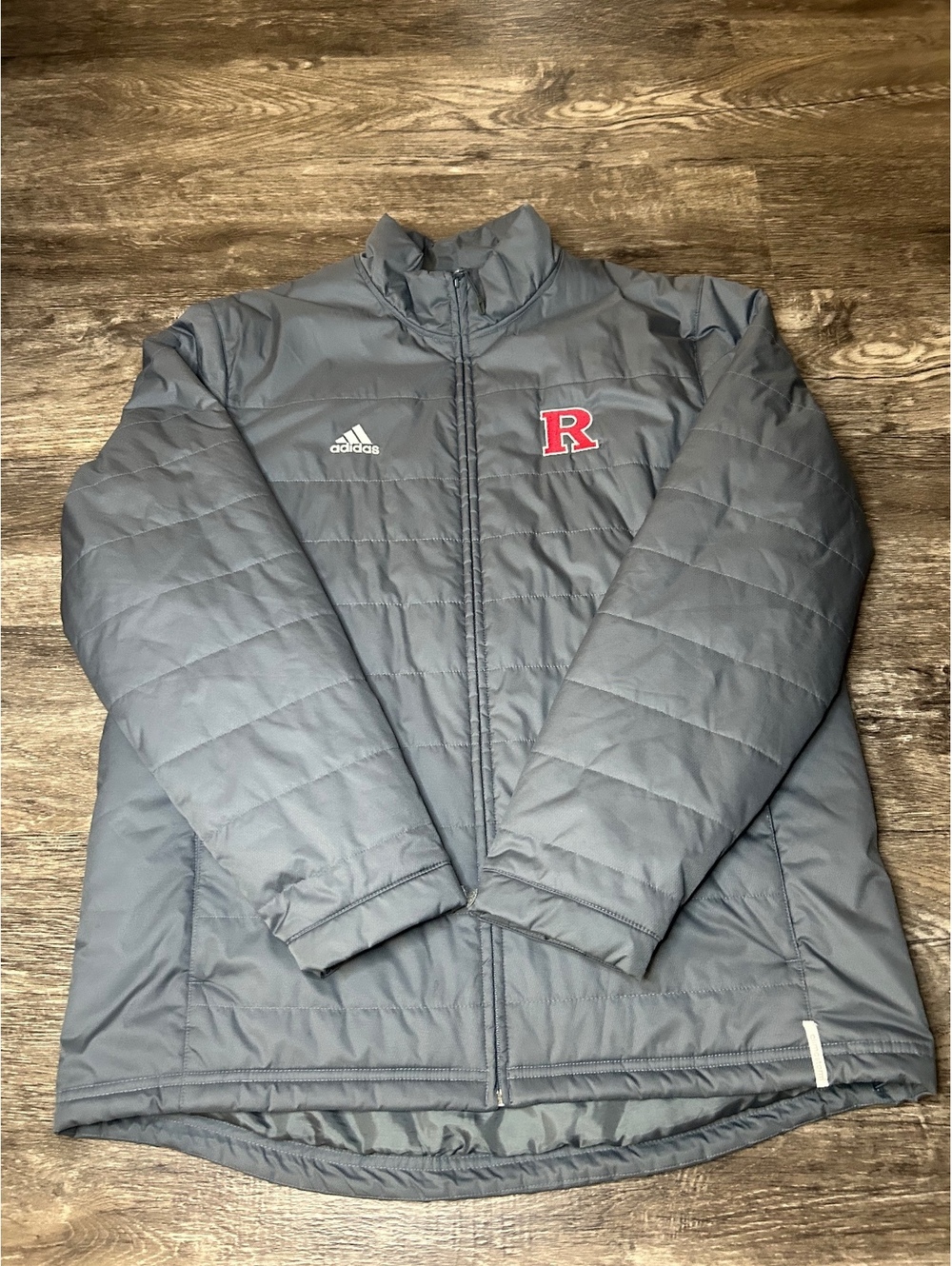 Adidas Rutgers Scarlet Knights Men’s Large Gray Quilted Puffer Jacket NCAA